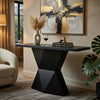 Kia Sofa Console Table | 47" Top | Geometric Pedestal Base | Black