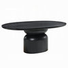 Kiri Dining Table | 78" Ash Black Oval | Sculptural Pedestal Base