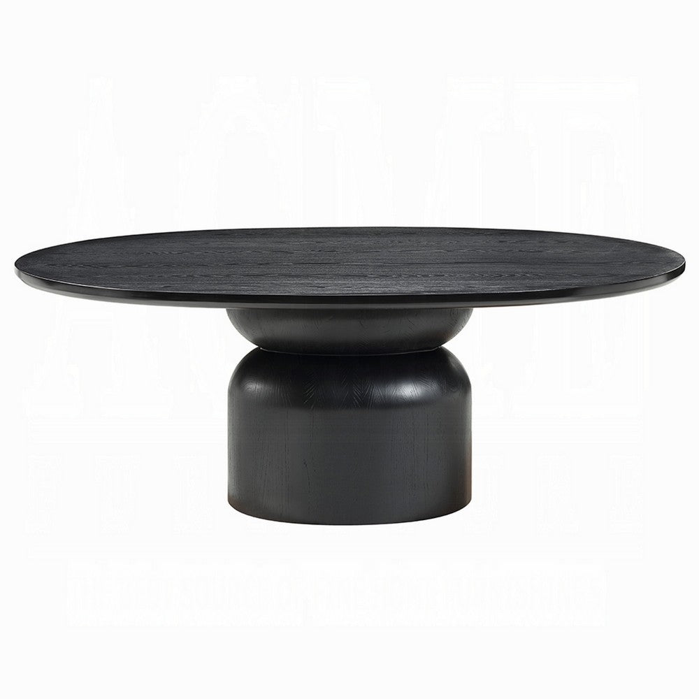 Kiri Dining Table | 78" Ash Black Oval | Sculptural Pedestal Base