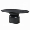 Kiri Dining Table | 78" Ash Black Oval | Sculptural Pedestal Base