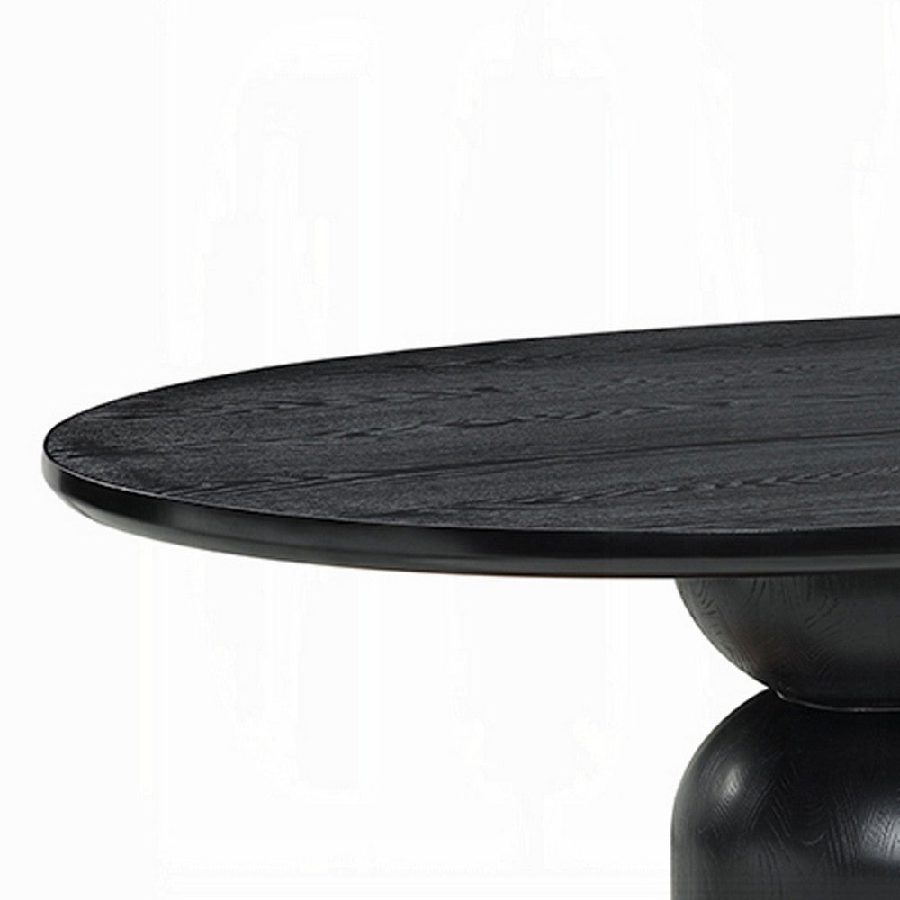 Kiri Dining Table | 78" Ash Black Oval | Sculptural Pedestal Base