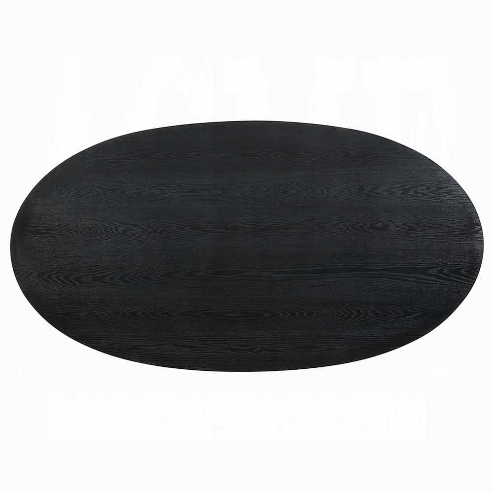 Kiri Dining Table | 78" Ash Black Oval | Sculptural Pedestal Base
