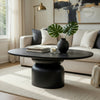 Kiri Dining Table | 78" Ash Black Oval | Sculptural Pedestal Base