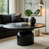 Kiri Dining Table | 78" Ash Black Oval | Sculptural Pedestal Base