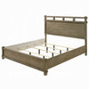 Cera Queen Size Bed | Panel Headboard with Top Rails | Antique Oak Brown