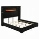 Nera King Size Bed with LED Fireplace Headboard | Black Corduroy Upholstery