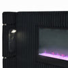 Nera King Size Bed with LED Fireplace Headboard | Black Corduroy Upholstery