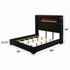 Nera King Size Bed with LED Fireplace Headboard | Black Corduroy Upholstery