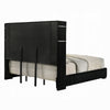 Nera Queen Size Bed with LED Fireplace Headboard | Black Corduroy Upholstery