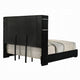 Nera Queen Size Bed with LED Fireplace Headboard | Black Corduroy Upholstery