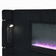 Nera Queen Size Bed with LED Fireplace Headboard | Black Corduroy Upholstery