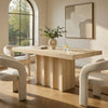 Pia Dining Table | 71" Travertine Top | Fluted Pedestal Base | Brown