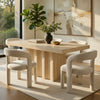 Pia Dining Table | 71" Travertine Top | Fluted Pedestal Base | Brown