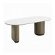 Jeh Dining Table | 87" White Oval Top | Dual Pedestal Base | Oak Brown