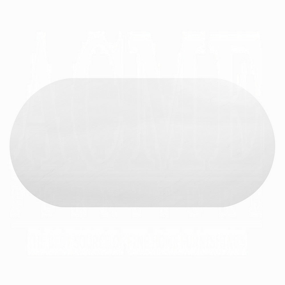 Jeh Dining Table | 87" White Oval Top | Dual Pedestal Base | Oak Brown