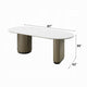 Jeh Dining Table | 87" White Oval Top | Dual Pedestal Base | Oak Brown
