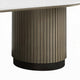 Jeh Coffee Table | 55" White Oval Top | Dual Pedestal Base | Oak Brown