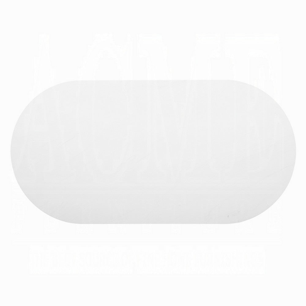 Jeh Coffee Table | 55" White Oval Top | Dual Pedestal Base | Oak Brown