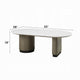 Jeh Coffee Table | 55" White Oval Top | Dual Pedestal Base | Oak Brown