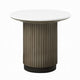 Jeh Side End Table | 22" White Round Top | Fluted Base | Oak Brown