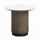 Jeh Side End Table | 22" White Round Top | Fluted Base | Oak Brown