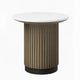 Jeh Side End Table | 22" White Round Top | Fluted Base | Oak Brown
