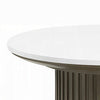 Jeh Side End Table | 22" White Round Top | Fluted Base | Oak Brown