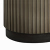 Jeh Side End Table | 22" White Round Top | Fluted Base | Oak Brown
