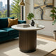 Jeh Side End Table | 22" White Round Top | Fluted Base | Oak Brown