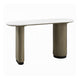 Jeh Sofa Console Table | 55" White Oval Top | Pedestal Base | Oak Brown