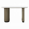 Jeh Sofa Console Table | 55" White Oval Top | Pedestal Base | Oak Brown