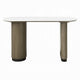 Jeh Sofa Console Table | 55" White Oval Top | Pedestal Base | Oak Brown