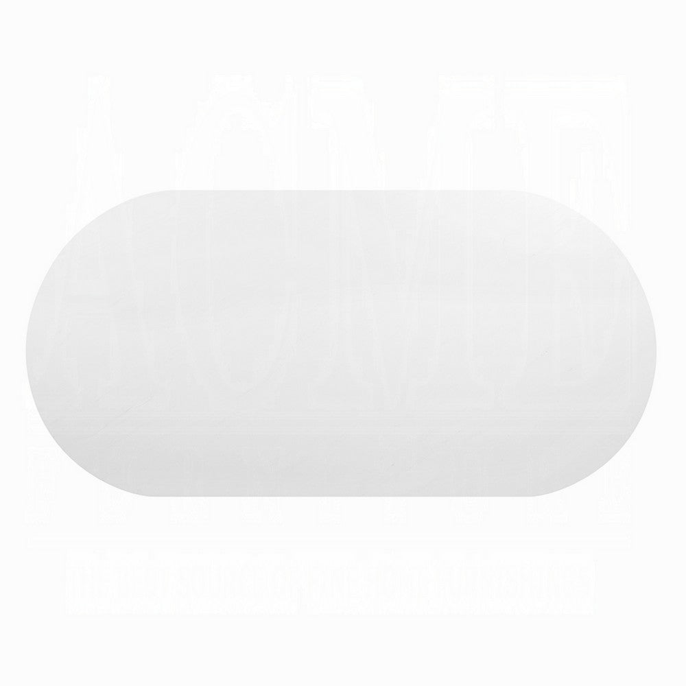 Jeh Sofa Console Table | 55" White Oval Top | Pedestal Base | Oak Brown