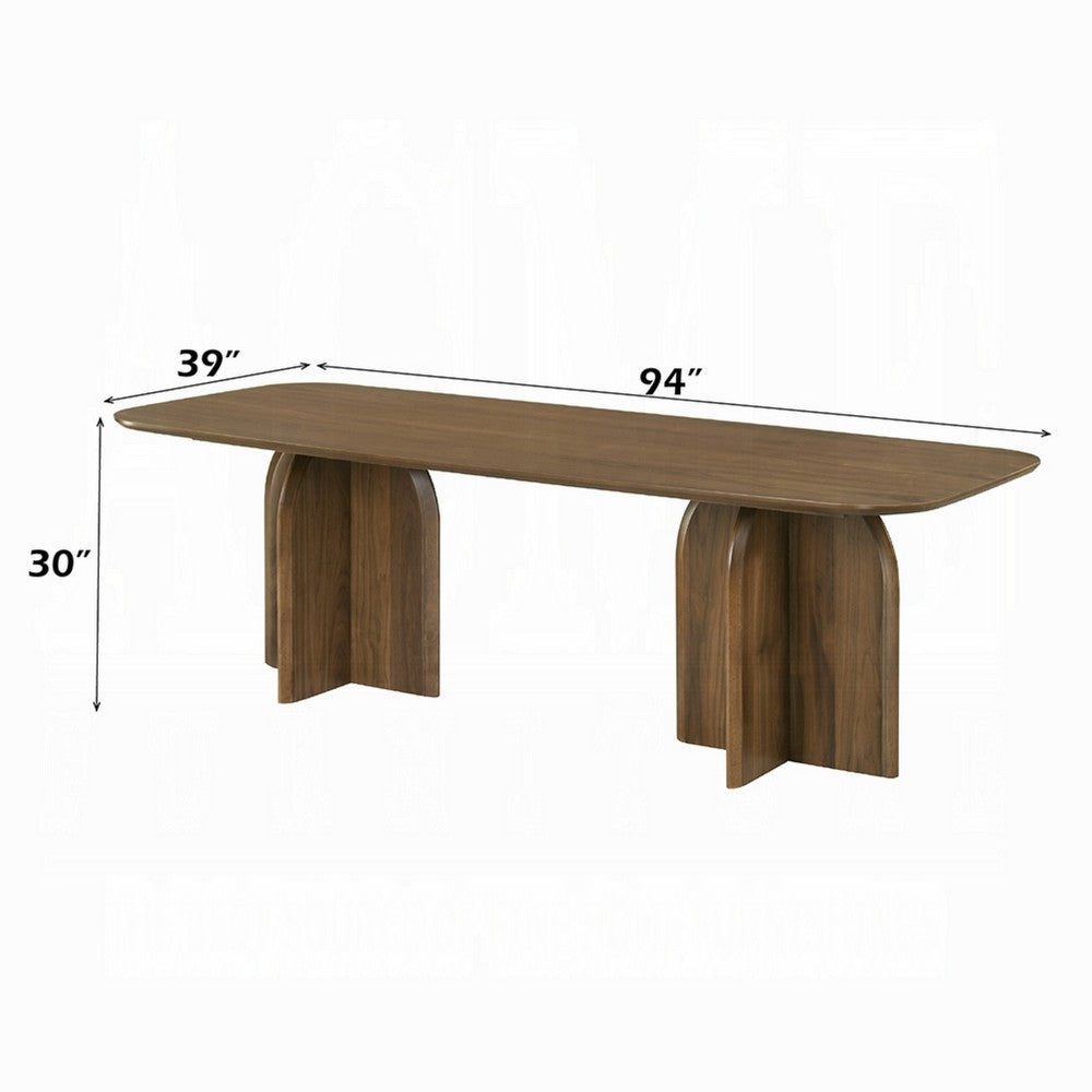 Dio Dining Table | 94" Top | Cross Pedestal Base | Dark Walnut Brown