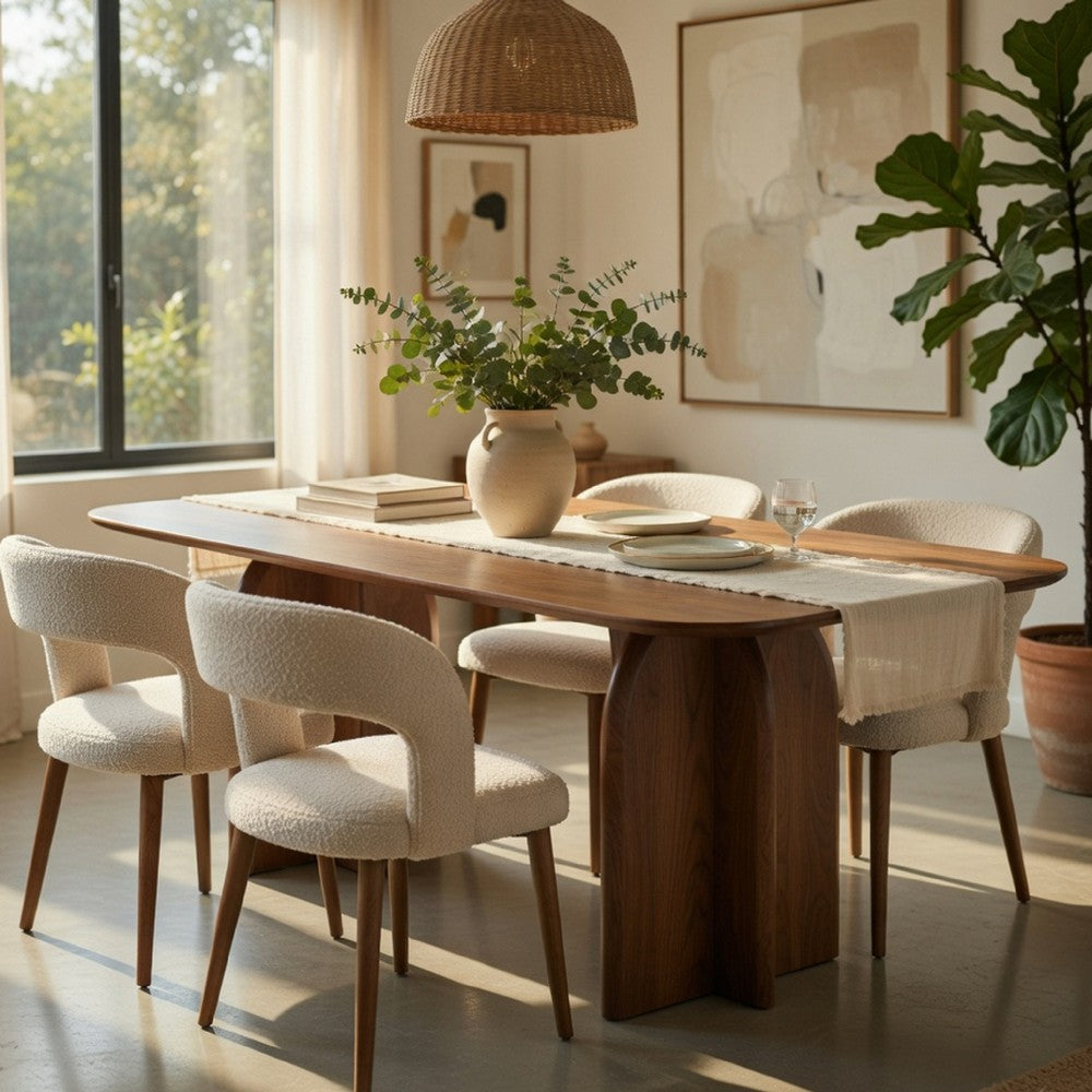 Dio Dining Table | 94" Top | Cross Pedestal Base | Dark Walnut Brown