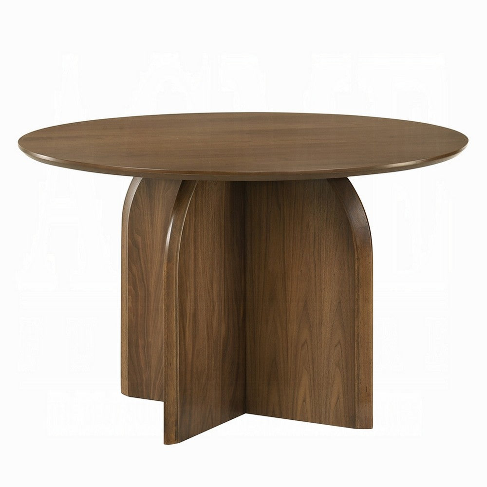 Dio Dining Table | 47" Top | Cross Pedestal Base | Dark Walnut Brown