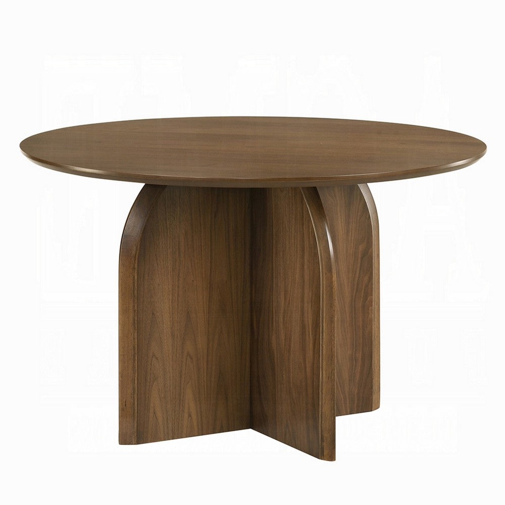 Dio Dining Table | 47" Top | Cross Pedestal Base | Dark Walnut Brown