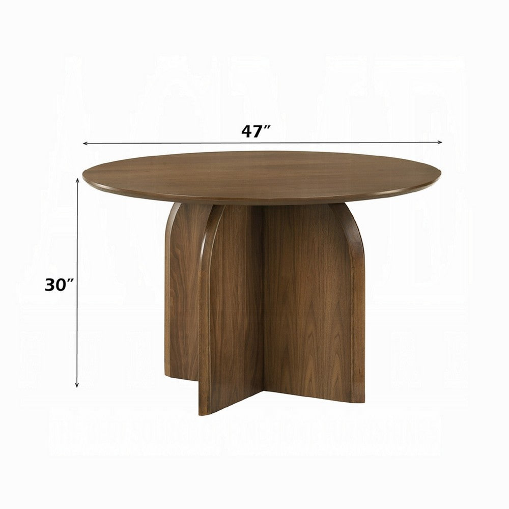 Dio Dining Table | 47" Top | Cross Pedestal Base | Dark Walnut Brown