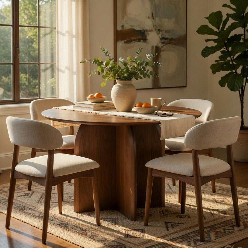 Dio Dining Table | 47" Top | Cross Pedestal Base | Dark Walnut Brown