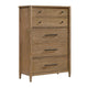Seny Tall Dresser Chest | 5 Drawers | Antique Black Bar Pulls | Brown