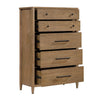 Seny Tall Dresser Chest | 5 Drawers | Antique Black Bar Pulls | Brown