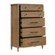 Seny Tall Dresser Chest | 5 Drawers | Antique Black Bar Pulls | Brown