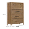 Seny Tall Dresser Chest | 5 Drawers | Antique Black Bar Pulls | Brown