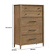 Seny Tall Dresser Chest | 5 Drawers | Antique Black Bar Pulls | Brown