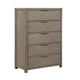 Delv Tall Dresser Chest | 5 Drawers | Chrome Edge Pulls | Light Gray