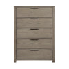 Delv Tall Dresser Chest | 5 Drawers | Chrome Edge Pulls | Light Gray