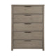 Delv Tall Dresser Chest | 5 Drawers | Chrome Edge Pulls | Light Gray