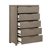 Delv Tall Dresser Chest | 5 Drawers | Chrome Edge Pulls | Light Gray