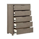 Delv Tall Dresser Chest | 5 Drawers | Chrome Edge Pulls | Light Gray
