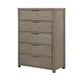 Delv Tall Dresser Chest | 5 Drawers | Chrome Edge Pulls | Light Gray